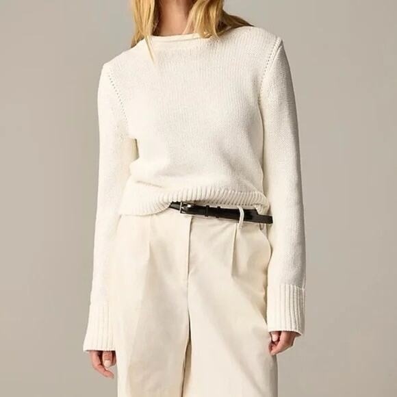 J.Crew Heritage Cotton Roll Neck Sweater Women Fisherman Preppy 90s Chunky in S - Picture 2 of 14